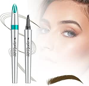 2024 New Magic Eyebrow Pencil, Waterproof Microblading Eyebrow Pencil Contouring Pen 4 Tipped Precise Brow Pen, Fine Stroke Microblading Eyebrow Pencil Creates Natural (Brown)