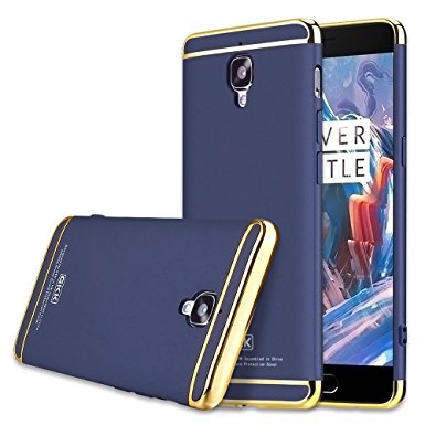 OnePlus 3T Case, GKK 3 in 1 Hybrid PC [HARD] Full Protection / Electroplated Line Case for OnePlus 3/3T (Navy)