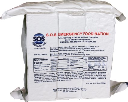 SOS Rations Emergency 3600 Calorie Food Bar - 3 Day  72 Hour Package with 5 Year Shelf Life