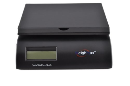 Weighmax Postal Shipping Scale, Battery and AC Adapter Included (W-2822-50-Black)