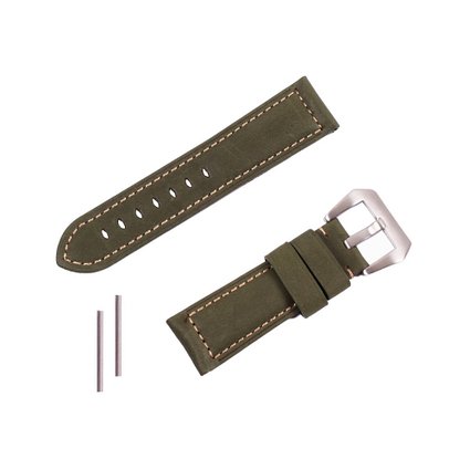 YGDZ 24mm Italy Calf Leather With Color Green.Waterproof Leather Watch Band for Mens,Women