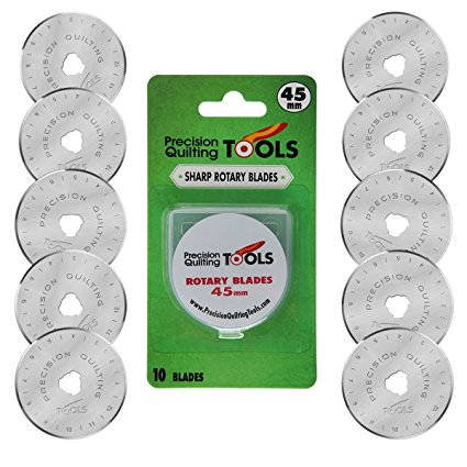 45mm Rotary Cutter Blades (PACK OF 10) Fits Olfa, Truecut, Martelli, and more! Perfect blade for Fabric, Quilting, and Sewing projects