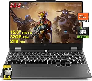 Lenovo LOQ Gaming Laptop 15.6" FHD IPS 144Hz (100% sRGB G-SYNC) AMD Octa-Core Ryzen 7 7435HS (Beats i7-12650H) 32GB RAM 2TB SSD GeForce RTX 4060 Backlit Nahimic Rapid Charge Win11 w/ICP Accessory