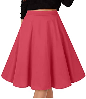 Musever Women's Pleated Vintage Skirts Floral Print Casual Midi Skirt