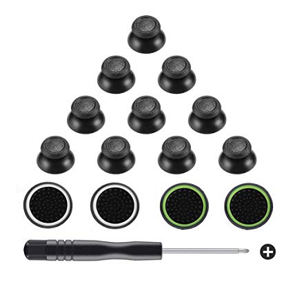 Obeka 5 Pairs Replacement Analog Stick Joystick Thumbsticks with Thumb Grips and Screwdriver for Playstation DualShock 4 PS4 Controller