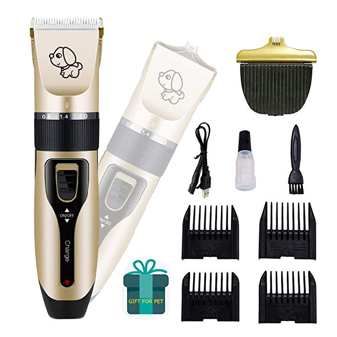 PetAZ Dog Grooming Clippers Professional Dog Clippers Two Kinds of Replaceable Blades Shaver Rechargeable and Cordless Pet Clippers Suitable Dogs, Cats and Other Animals, Face, Eyes, Ears, Paw, Aroun
