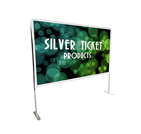 STE-169120 Silver Ticket Entry Level Indoor / Outdoor Portable Backyard Movie Projector Screen White Cloth Material (STE 16:9, 120")