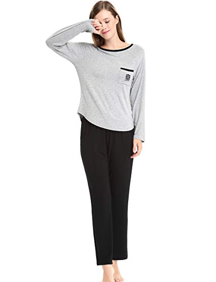 Women's Round-Neck Sleepwear Long Sleeve Pajama Set (XS-XL)