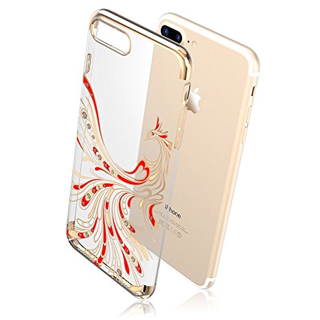 iPhone 7 Plus Case from Kingxbar ,Bling Diamond Crystals from SWAROVSKI Element Hard PC Transparent Sparkly Case Cover for Apple iPhone 7 Plus (5.5 Inch) (Phoenix-Gold)