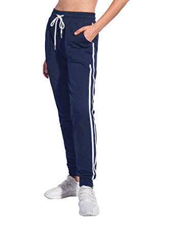Women's Athletic 2-Stripe Jogger Pants Drawstring Sweatpants with Pockets