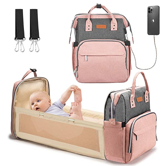 YOOFOSS Diaper Bag Backpack, Baby Nappy Changing Bags Multifunction Travel Back Pack with Changing Pad & Stroller Straps, Large Capacity, Waterproof and Stylish (Pink)