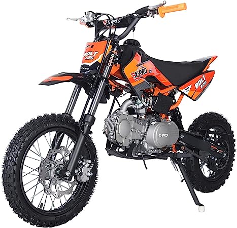 X-PRO Bolt 125 125cc Zongshen Brand Engine Dirt Bike with 4-Speed Manual Transmission, Big 14"/12" Tires! (Orange)