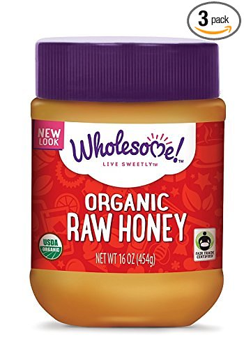 Wholesome Sweeteners Organic Fair Trade Raw Honey 16 Ounce Jars Pack of 3