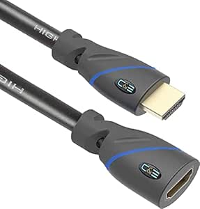 C&E High Speed HDMI Cable Male to Female with Ethernet Black (10 Feet/3.0 Meters)