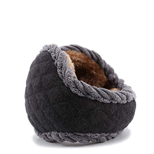 Winter thickening outdoor unisex foldable warm plush earmuffs, behind black style
