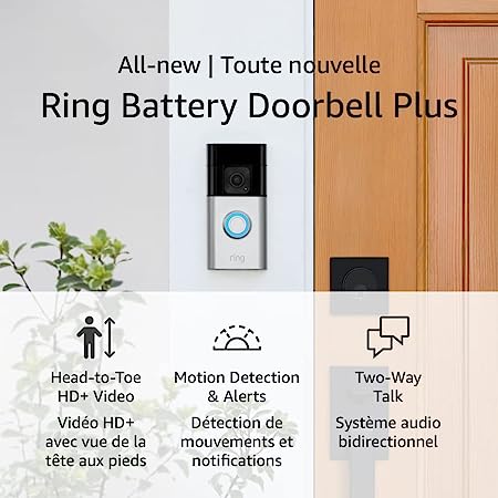 All-new Ring Battery Doorbell Plus | Head-to-Toe HD  Video, motion detection & alerts, and Two-Way Talk (2023 release)