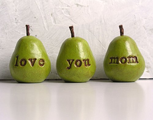 Gift for Mom, green Love You Mom Pears, Gifts for Mother's Day or Birthday, Present for your Mother, ready to ship