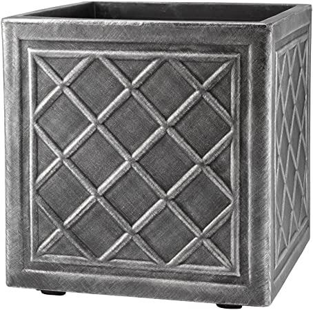 Stewart Square Planter, Lead Effect, 38 cm