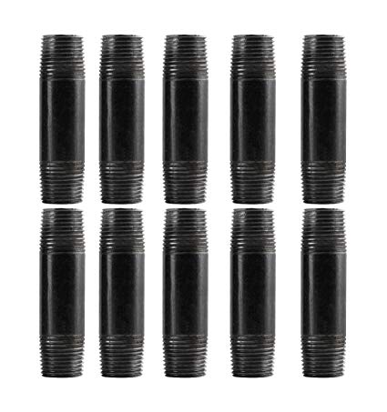 Black Cast Pipe Fitting, Nipple, 3/4" x 12-inch Length, 10-Pack