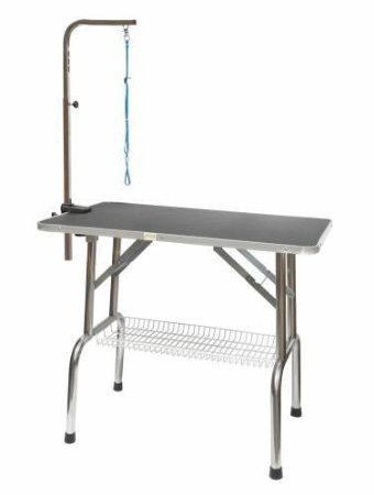 Go Pet Club Heavy Duty Stainless Steel Pet Dog Grooming Table with Arm