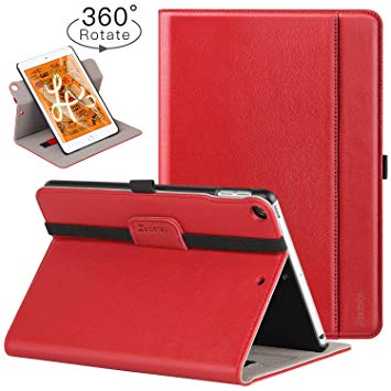 Ztotop iPad Mini 5 Swivel Case, [360 Rotating] Genuine Leather Folio Stand Case Cover with Multi-Angle Viewing, Pocket, Auto Wake/Sleep for iPad Mini 5th Gen 7.9-inch 2019 - Red