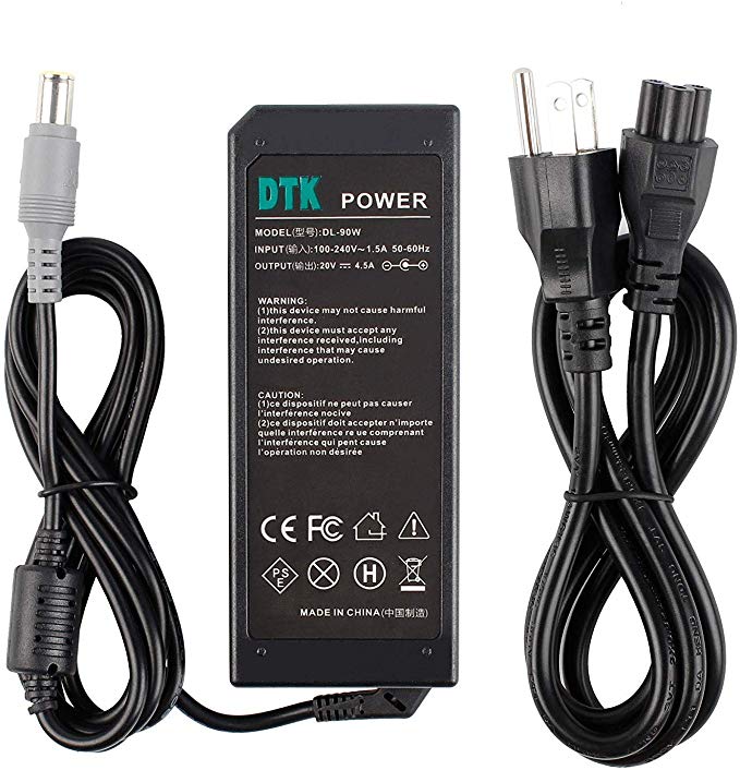 Dtk® Laptop / Notebook AC Adapter / Power Supply / Charger for LENOVO T60 T61 R60 R61 X60 X61 X200 X201 X201I T400 SL400 SL500 T410 T510 SL410K SL510 T420 SL420 T430 T530I W530 E40 E50 E410 E420 E520 X220 L430 L530 Series (20V 4.5A 90W)