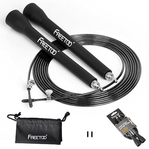 Speed Jump Ropes - Freetoo® Stainless Steel Interface No Cracking Premium Bearing 5.2" Extend Handle 49 Wire Rope Bold Super Wear for Boxing - WODs - Double Unders - MMA Heart Jumping Rope