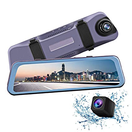 Mirror Dash Camera 9.66" Full Touch Screen Streaming Media Backup Camera Made of Aluminum Alloy, 1296P 170°Full HD Front 1080P 140°Wide Angle Full HD Rear View Camera with Parking Monitor and G-Sensor