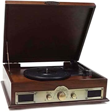 Bluetooth Compatible Classic Vintage Turntable - Retro Briefcase Style Record Player Speaker System w/ 3-Speed, USB to PC, Vinyl to Digital MP3 Converter, AUX, RCA, AM FM Radio - Pyle PTT30WD (Brown)