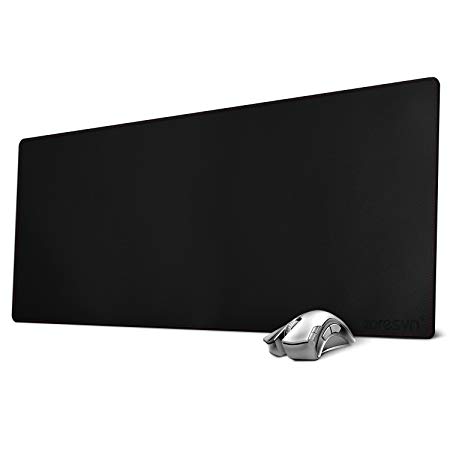 Zoresyn Large Artificial Leather Mouse Pad Desk Mat Big Keyboard Mats Extended Mousepad 35.4"x15.7" for Office,Household,Gaming (Black)