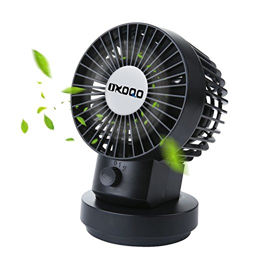 OXOQO Small Oscillating Desk Fan, USB Table Mini Personal Fan 2 Speed Modes Dual Blades for Room Office desktop