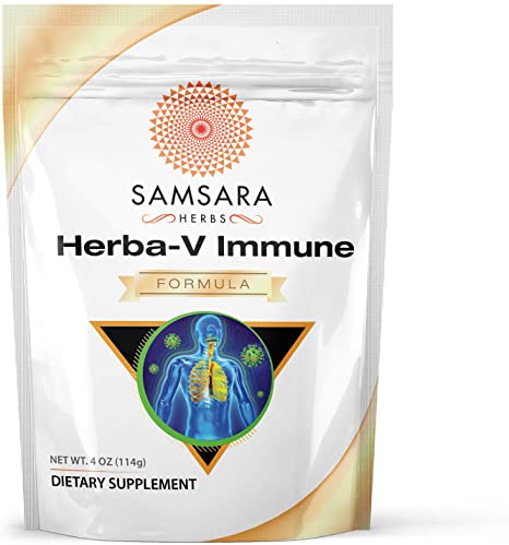 Samsara Herbs Herba-V Immune (4oz/114g) - Herbal Immune Support Formula with 18 Powerful Herbal Extracts - Including Dan Shen, Skullcap, Licorice, Isatis, Resveratrol, Astragalus, Rhodiola and Kudzu