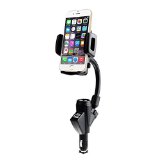 VicTsing Dual USB Ports Car Charger Mount with Cigarette Lighter Charger DC Port 360 Degree Rotating Adjustable Mount for iPhone 6 5S 5C 5 4S 4 Samsung Galaxy Note 3 2 S4 Most Type of Smartphones