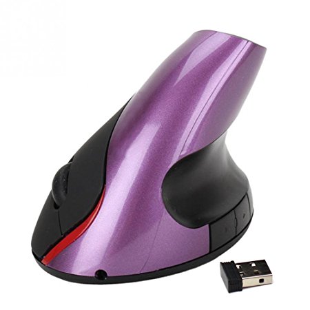 FotoFo Wireless Ergonomic 2.4G Vertical 5 Button Mouse (Purple)