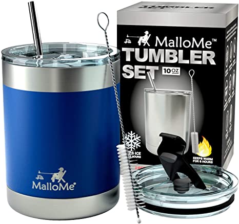 MalloMe Stainless Steel Vacuum Insulated 5-Piece Tumbler Set, Royal Blue 10 oz