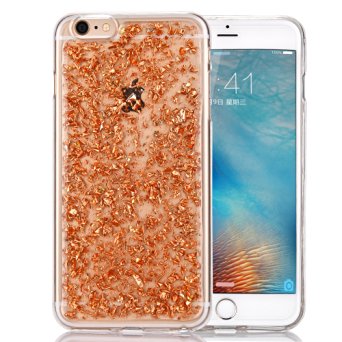 Iphone 6s Plus Case, Luxury Bling Glitter Faceplate Rose Gold Leaf Design Flexible Soft TPU Protective Case Slim Fit for Apple Iphone 6/6s Plus 5.5 Inch Rose Gold
