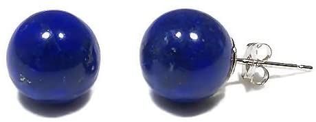 Trustmark 925 Sterling Silver 12mm Natural Blue Lapis Lazuli Ball Stud Post Earrings