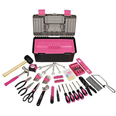Apollo Tools DT7102P Household Tool Kit with Tool Box, Pink, 170-Piece, Donation Made to Breast Cancer Research