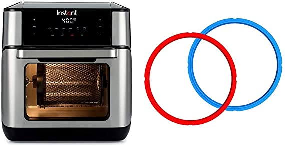 Instant Vortex Plus 7-in-1 Air Fryer, Toaster Oven, and Rotisserie Oven, 10 Quart, 7 Programs, Air Fry, Rotisserie, Roast, Broil, Bake, Reheat & ant Pot Sealing Ring 2-Pack - 6 Quart Red/Blue