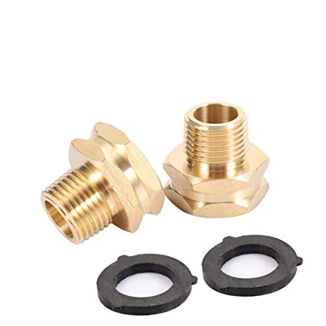ZKZX Garden Hose Adapter,3/4" GHT Female x 1/2" NPT Male Connector,GHT to NPT Adapter Brass Fitting,Brass Pipe to Garden Hose Fitting Connect (2 Pack) (1/2NPT)