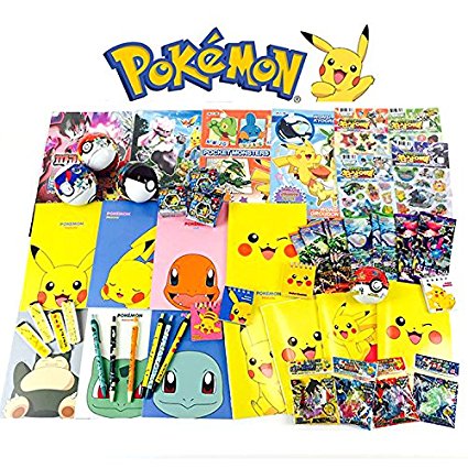 Pokemon Assorted Toy Sticker Card Pokeball School Supply Stationary Gift Set