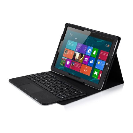 Poweradd Surface 3 Keyboard Case Detachable Wireless Bluetooth Keyboard with Touch Pad with Magnetic PU Leather Stand Case Cover for Microsoft Surface 3 108 inch Tablet - Black