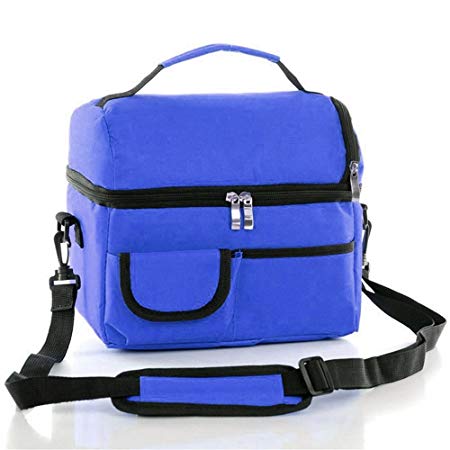 8L Insulated Lunch Bag, Reusable Warm Keeping or Frozen Ice Pack Tote Handbag (Blue)