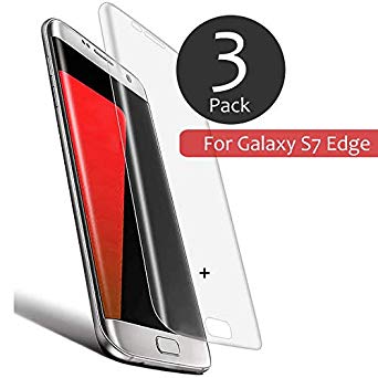 [ 3 Pack ] Tempered Glass Screen Protector for Galaxy S7 Edge, 100% Full Coverage for The Phone Screen,with 9H Hardness and 99% Transparency