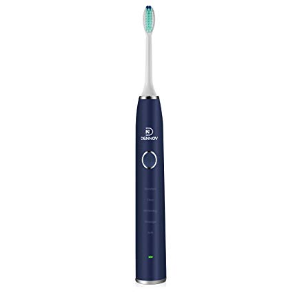 Dennov Rechargeable Sonic Electric Toothbrush, with 2 Replacement Brush Head, Automatic Timer, 5 Modes to Choose, Charge 6 Hours to Last for 100 Days