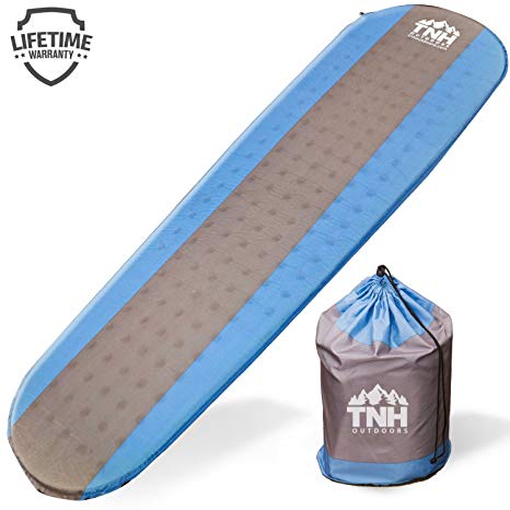 #1 Premium Self Inflating Sleeping Pad Lightweight Foam Padding and Superior Insulation Great for Hiking & Camping Thick Outer Skin - Warm in Winter with Great Insulation