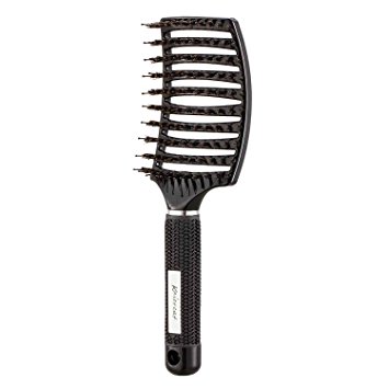 Kaiercat Boar Bristle Brush-Best at Detangling Thick Hair Vented For Faster Drying-100% Natural Boar Bristles for Hair Oil Distribution (Black)