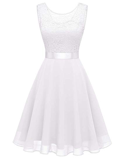 BeryLove Women's Short Floral Lace Bridesmaid Dress A-line Swing Party Dress