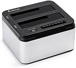 Salcar USB 3.0 Station d'accueil Clone Offline avec 2 Slots, optimisés pour Le Disque Dur HDD/SSD 2,5 et 3,5 Pouces (SATA I/II/III), y Compris câble USB 3.0 et 12V 3A PSU, 2 x 10TB (Argent USB 3.0)