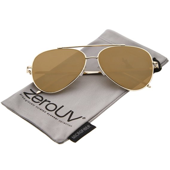 zeroUV - Mod Fashion Teardrop Rimless Mirror Flat Lens Metal Frame Aviator Sunglasses 58mm